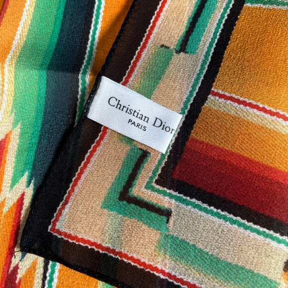 Christian Dior Vintage Silk Scarf – Navajo-Inspired Aztec Motif - Picture 12 of 13